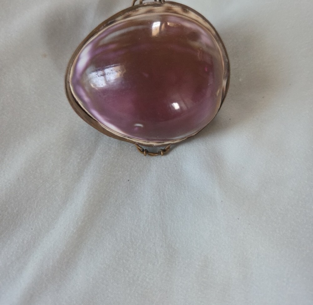 Purple Vintage Shell Coin Brass Purse - Picture 3 of 7